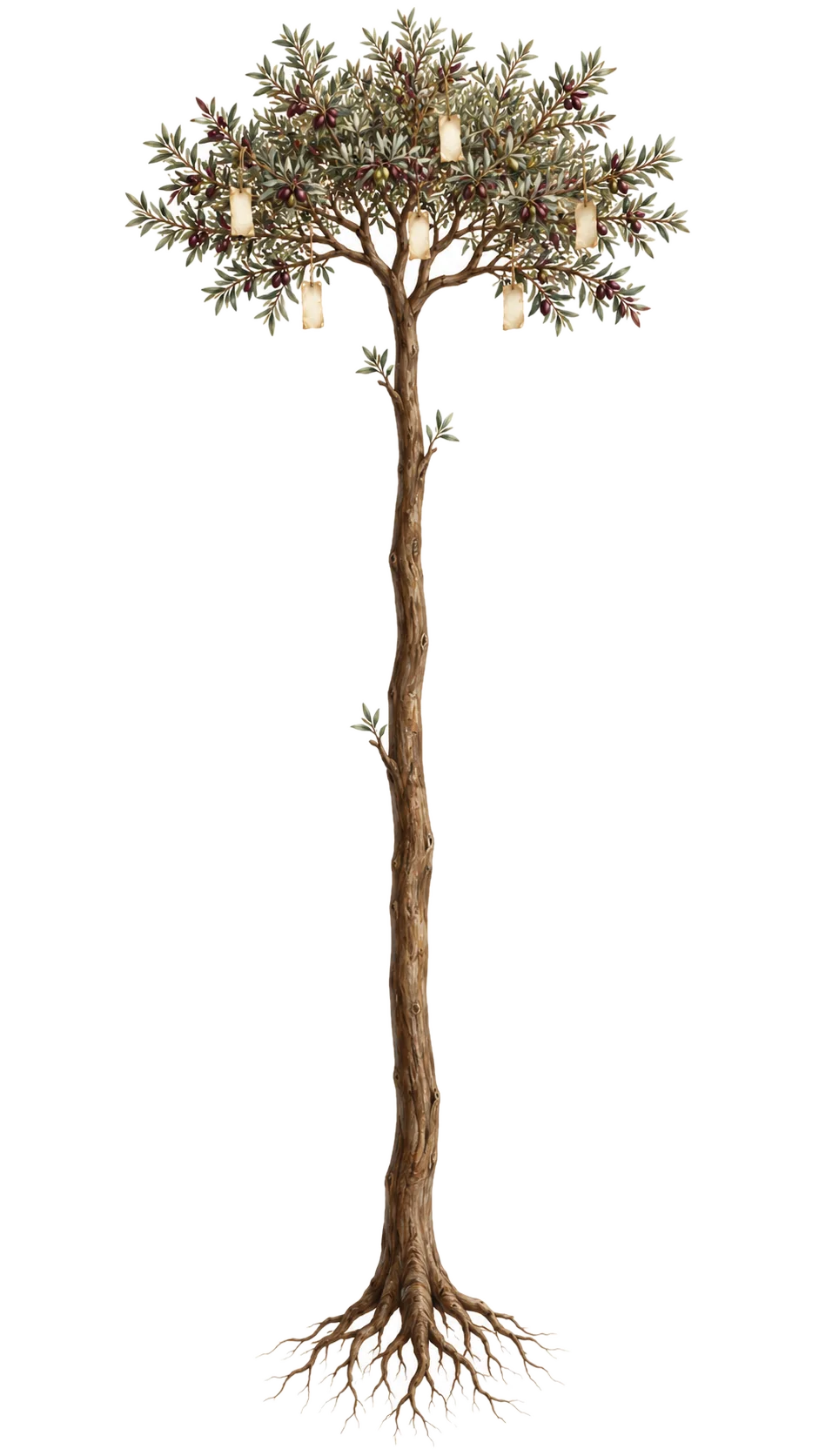 An olive tree, roots to canopy, agreements in its branches