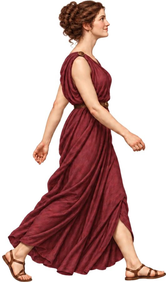 A woman walking through the landscape